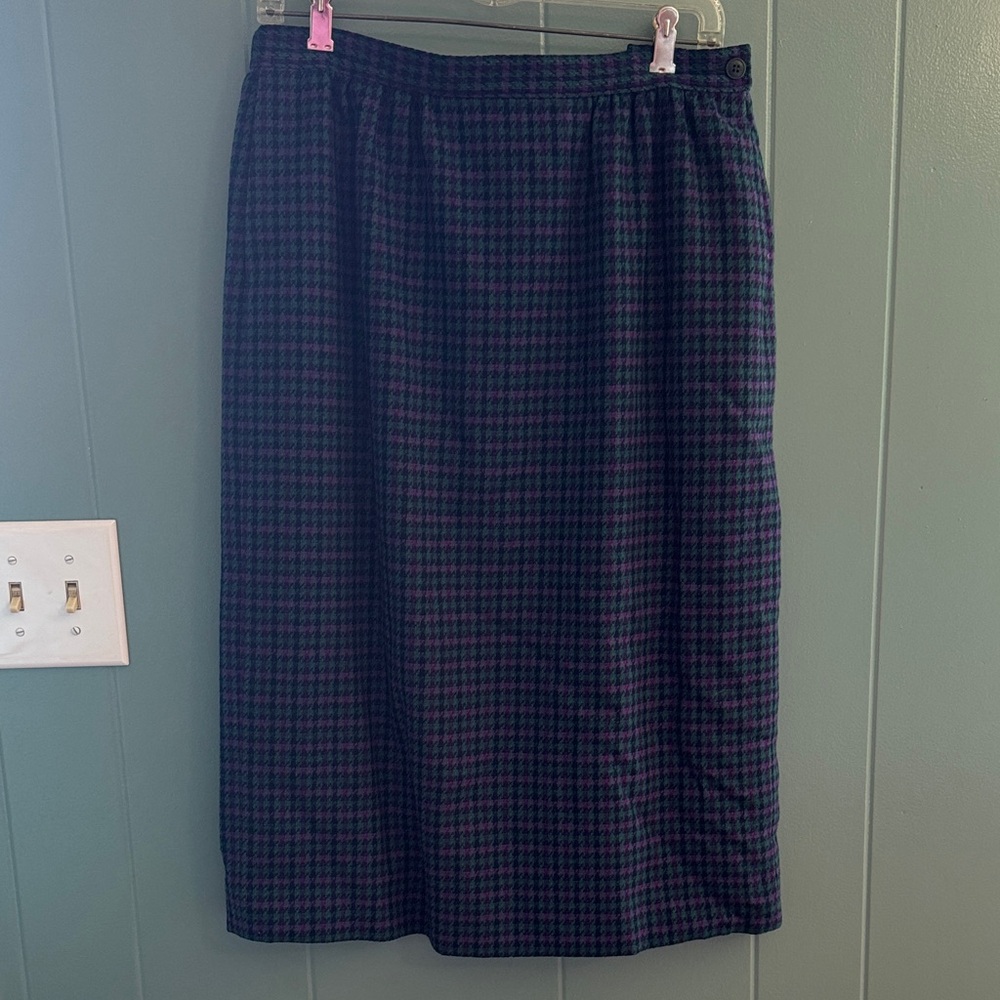 Vintage Pendleton Black and Purple Midi Skirt